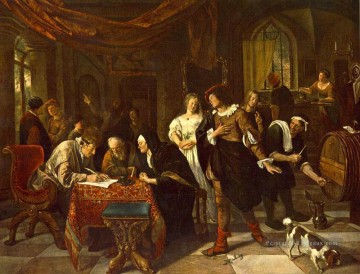 Le mariage néerlandais genre peintre Jan Steen Peinture à l'huile